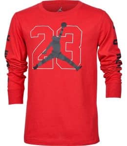 Camiseta manga larga Air Jordan Jumpman en rojo.