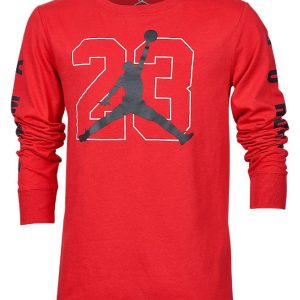 Camiseta manga larga Air Jordan Jumpman en rojo.