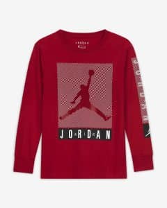 CAMISETA ML NIKE AIR JORDAN JUMPMAN BLINDS JUNIOR RED.