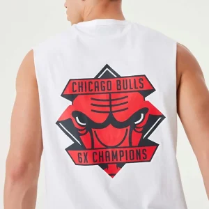 Camiseta «NBA Championship Sleeveless Bulls Back Print Logo» New Era en Blanco