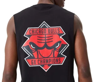Camiseta "NBA Championship Sleeveless Bulls Back Print Logo" New Era en Negro