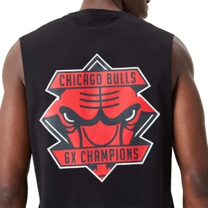 Camiseta «NBA Championship Sleeveless Bulls Back Print Logo» New Era en Negro