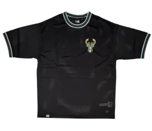 Camiseta NBA Mesh Milwaukee Bucks Logo Oversized New Era Negra