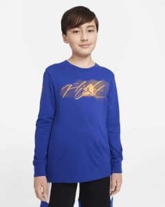 Camiseta Nike Air Jordan Flight Manga Larga Azul Junior.