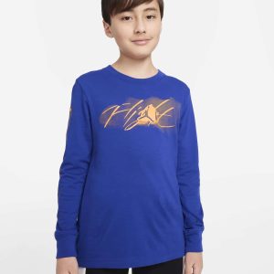 Camiseta Nike Air Jordan Flight Manga Larga Azul Junior.