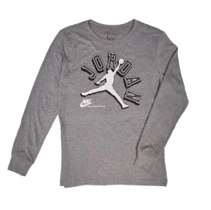 Camiseta Nike Air Jordan Jumpman Manga Larga Junior Gris.