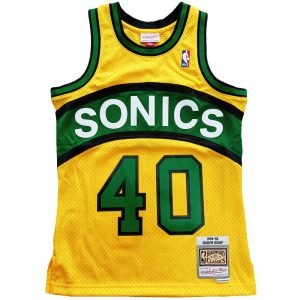Camiseta Shawn Kemp Seattle Supersonics NBA Reload Swingman Amarilla de Mitchell and Ness *