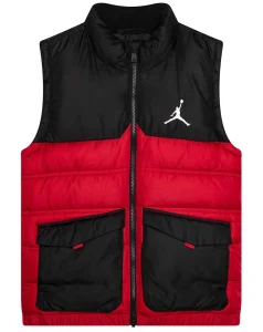 Chaleco Jordan JB Puffer negro y rojo