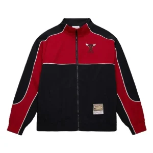Chaqueta Chicago Bulls Black Mesh Full Zip Mitchell and Ness