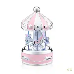 CARRUSEL MUSICAL ROSA CABALLOS CON LUZ