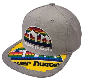 Gorra plana Denver Nuggets "NBA Munch Time" Gris Mitchell and Ness
