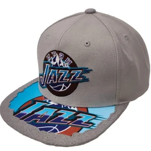 Gorra plana Utah Jazz «NBA Munch Time» Gris Mitchell and Ness