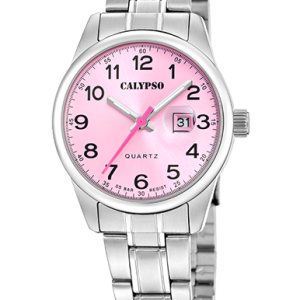Reloj Calypso Señora de Acero con esfera rosa | K5873