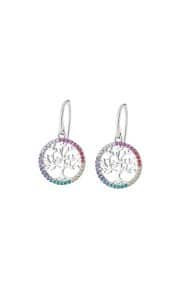 Pendientes Plata Árbol de la Vida Multicolor