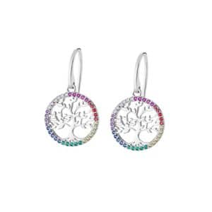Pendientes Plata Árbol de la Vida Multicolor