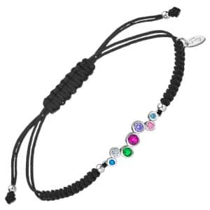 Pulsera de Plata y macramé con piedras de colores Lotus Silver