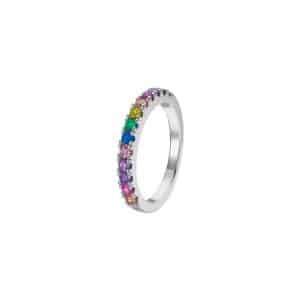 Anillo de Plata y Circonitas de Color Lotus Sliver