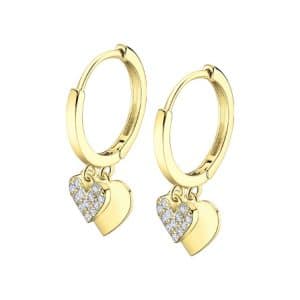 Pendientes Aros de Plata Lotus Silver con Corazones