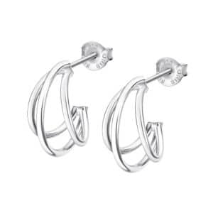 Lotus Silver Pendientes Aros de Plata Triples