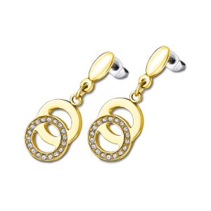 Pendientes de acero con baño de oro alianzas Lotus Silver