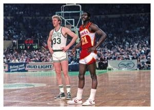 MINI POSTER DOMINIQUE WILKINS VS LARRY BIRD