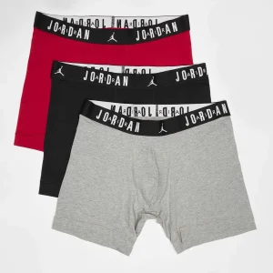 Pack 3 Calzoncillos Boxer Jordan Flight Cotton Core negro rojo gris