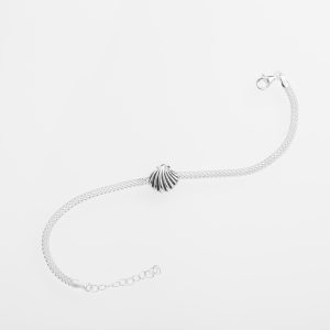 PULSERA CONCHA PLATA OXIDADA
