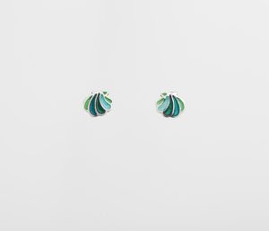 PENDIENTES CONCHA CAMINO DE SANTIAGO EN PLATA Y ESMALTE