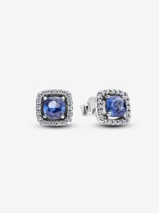 Pendientes de botón Halo Azul