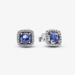 Pendientes de botón Halo Azul