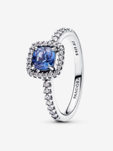 Anillo Halo Azul Cuadrado