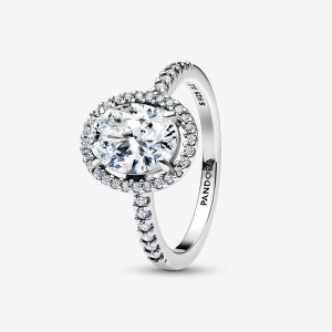 Anillo Halo Ovalado Brillante