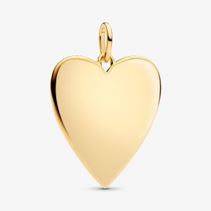 Colgante Etiqueta Corazón Grande Grabable Recubrimiento en oro de 14k