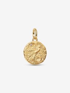 Charm Medallón Golondrina Recubrimiento en oro de 14k