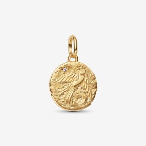 Charm Medallón Golondrina Recubrimiento en oro de 14k