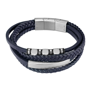 Pulsera de Acero y Cuero Lotus Style para hombre
