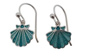 Pendientes Gancho Plata Concha con Esmalte