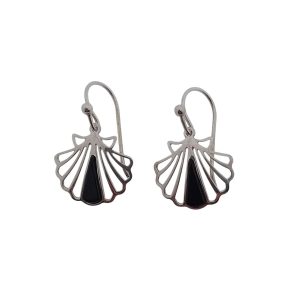 Pendientes Concha Pequeña de Plata y Azabache