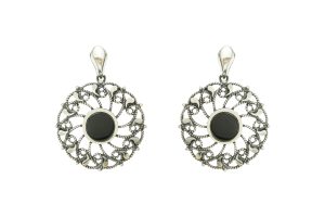 Pendientes de Plata y Azabache con filigrana