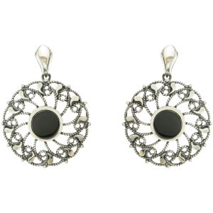 Pendientes de Plata y Azabache con filigrana