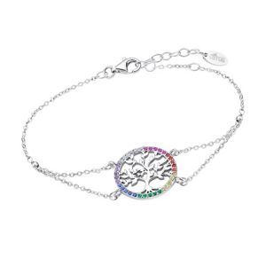 Pulsera Plata Árbol de la Vida Multicolor