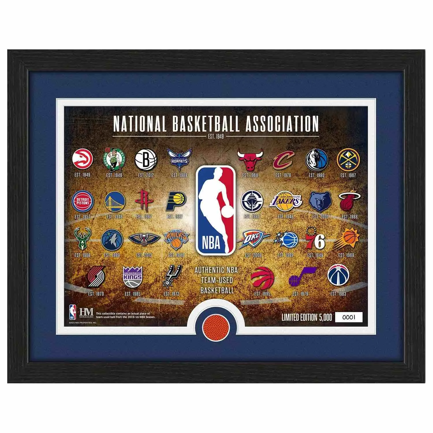 Cuadro Highland Mint NBA Logos & Team-Used basketball 1 Cuadro Highland Mint NBA Logos & Team-Used basketball